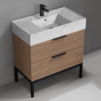 Bathroom Vanity Modern Bathroom Vanity, Walnut, 32